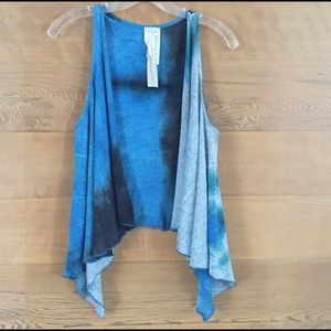 Blue Tye Dye Sleeveless Cardigan Vest